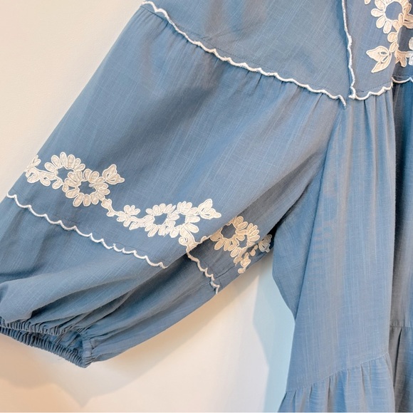 THE GREAT Maxi Embroidered Sundress with Bishop Sleeves - Picture 5 of 7